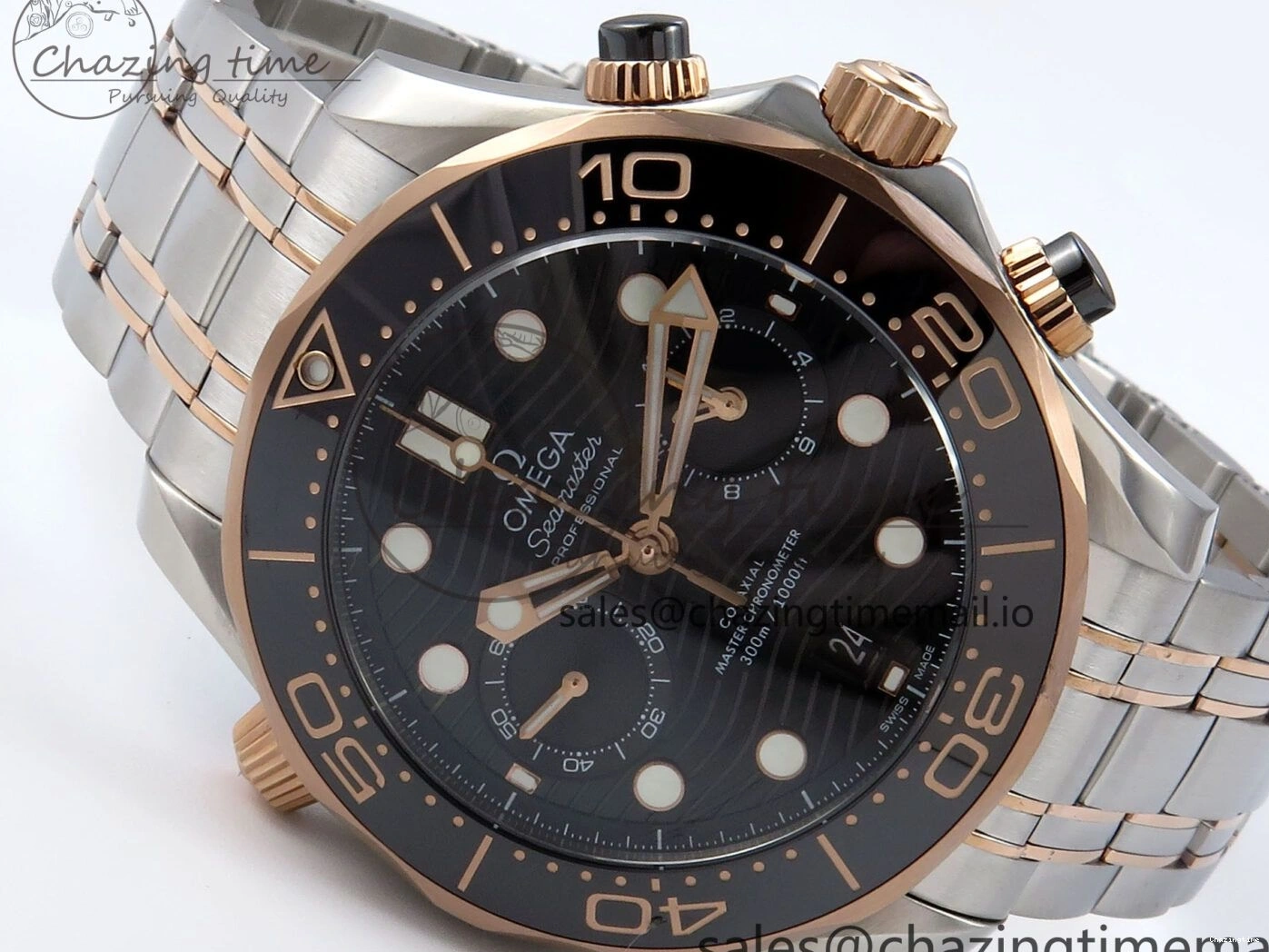 0507 Seamaster 300m Chrono SS YG OMF 1:1 Best Edition Blue Dial on SS YG Bracelet A Popular 7685